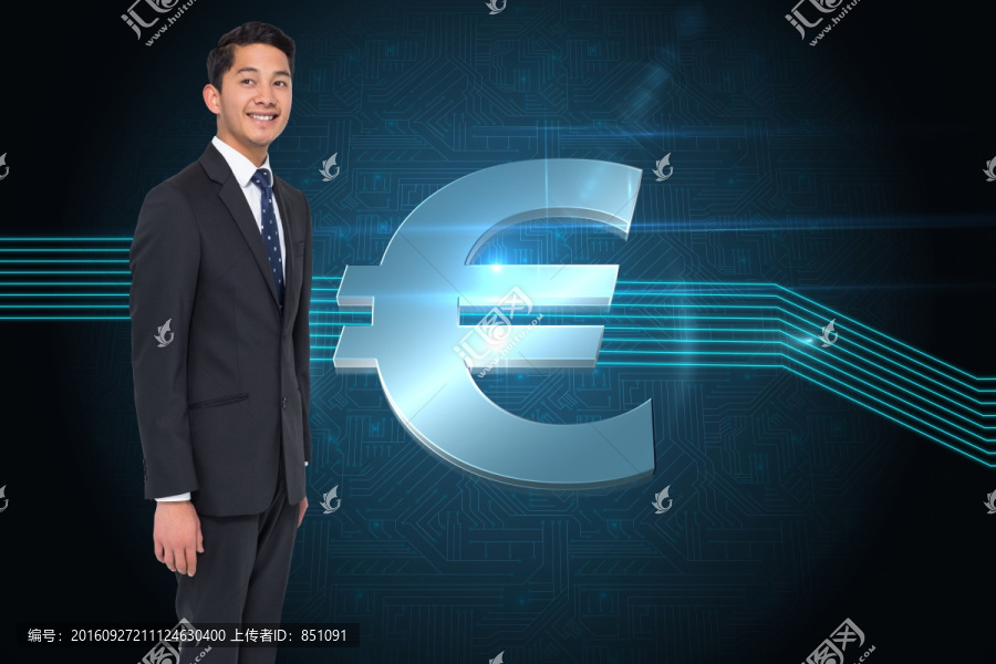 商人微笑著看著鏡頭的復(fù)合形象