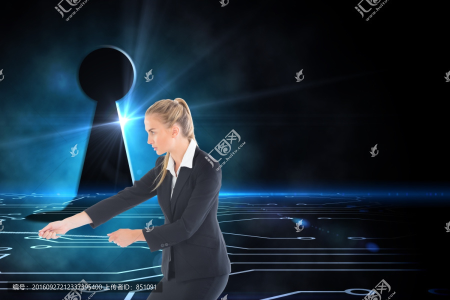 金發(fā)女商人拉繩的復(fù)合圖像