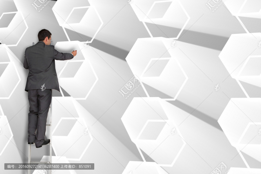 商人站在階梯寫作中的復(fù)合形象
