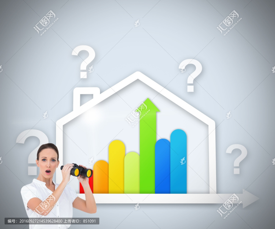 商人驚訝的拿著望遠(yuǎn)鏡的復(fù)合形象
