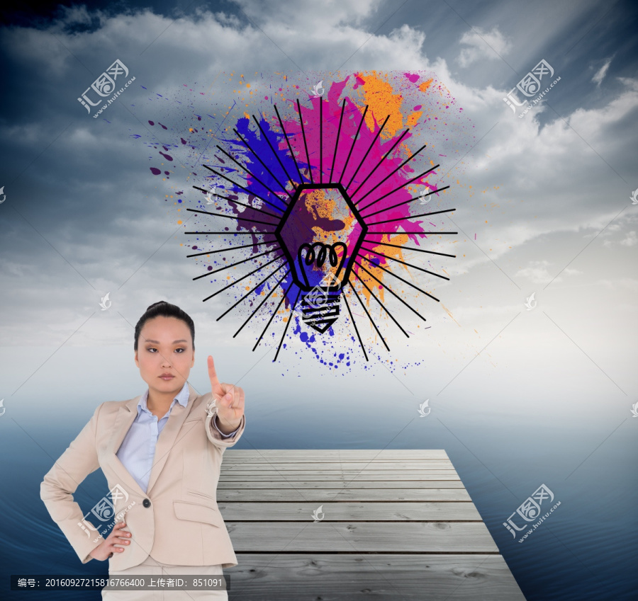 女商人伸出手指的復(fù)合形象