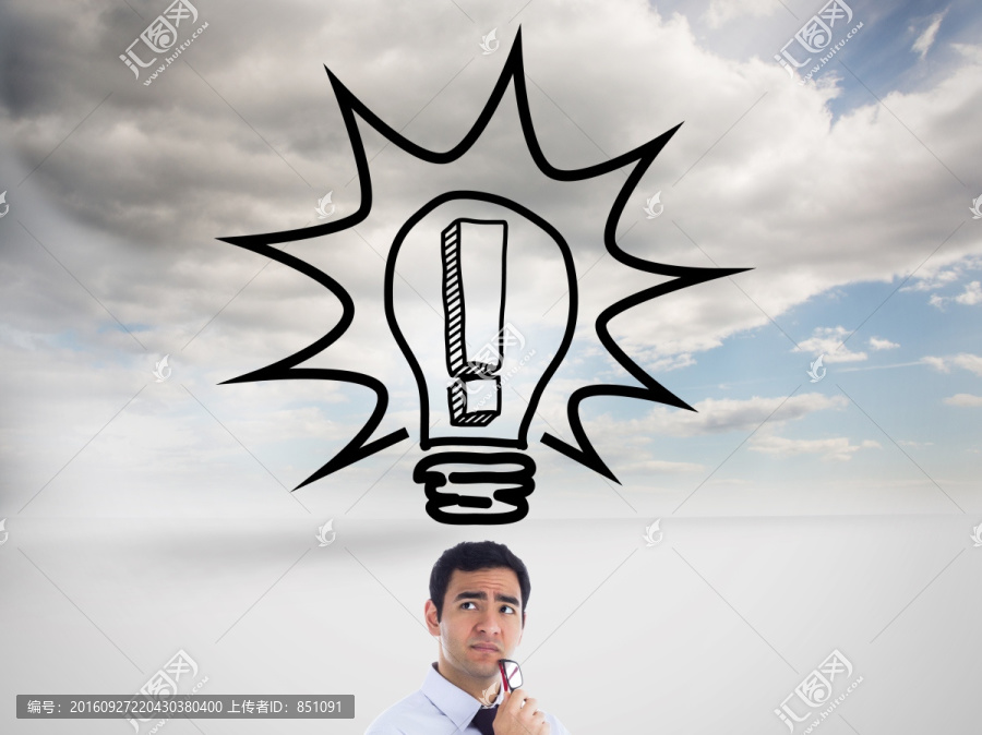 思維商人持有眼鏡的復(fù)合形象