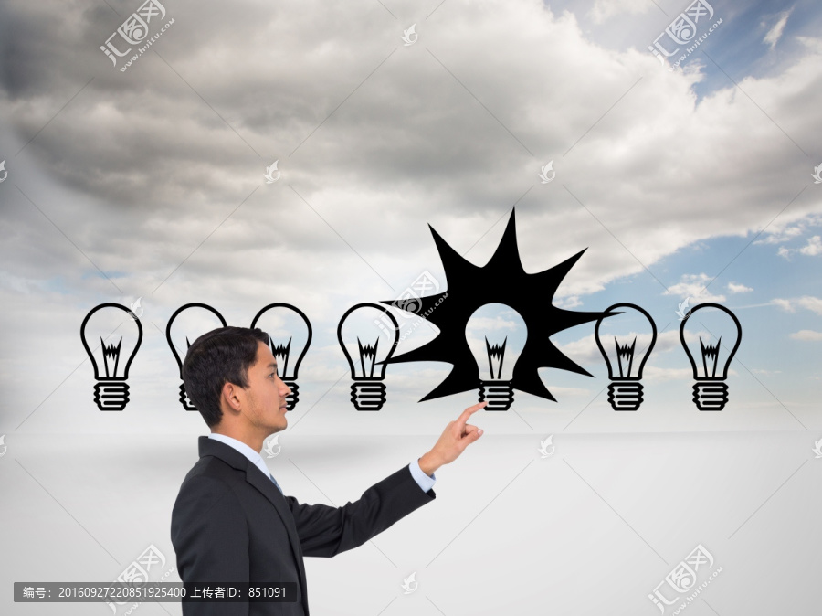 復(fù)合圖像的亞洲商人指向