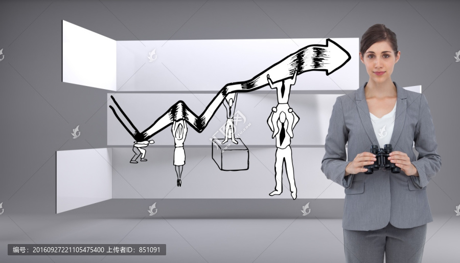 商人拿著望遠(yuǎn)鏡的復(fù)合形象