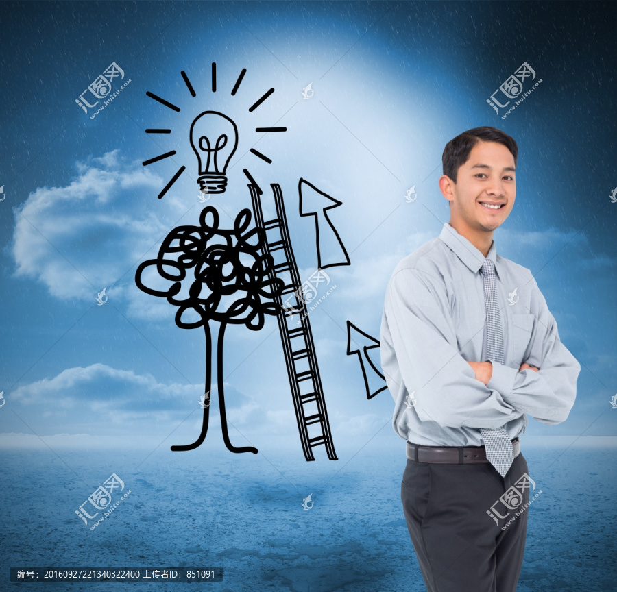 微笑亞洲商人的復(fù)合形象