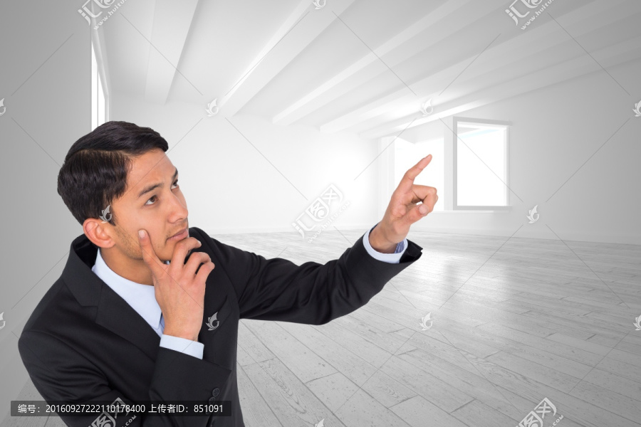 深思熟慮的商人指向復合圖像