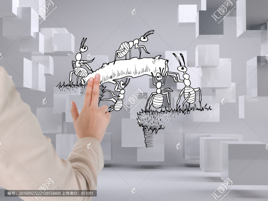 商人觸摸著復(fù)合圖像