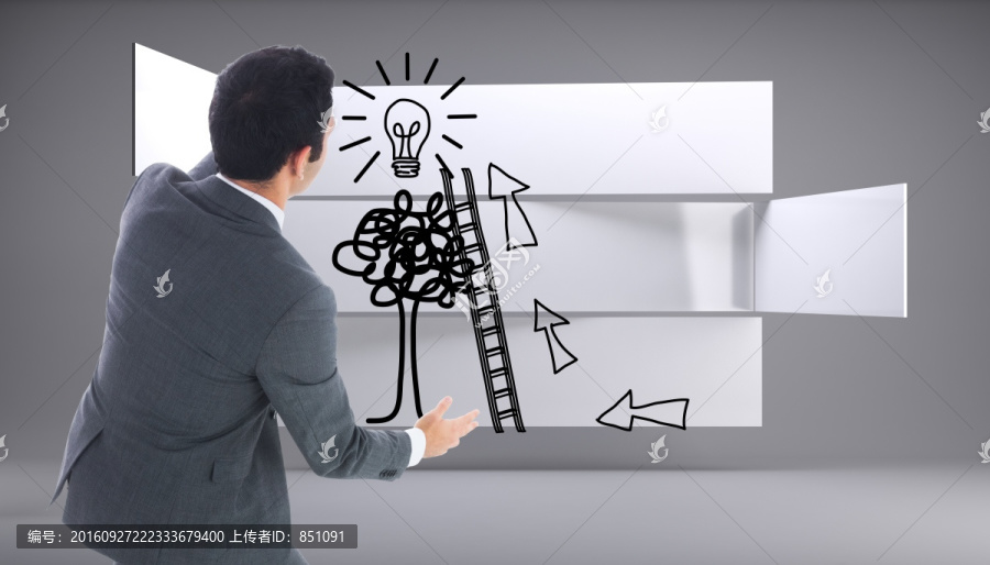 商人背對(duì)著鏡頭的復(fù)合形象