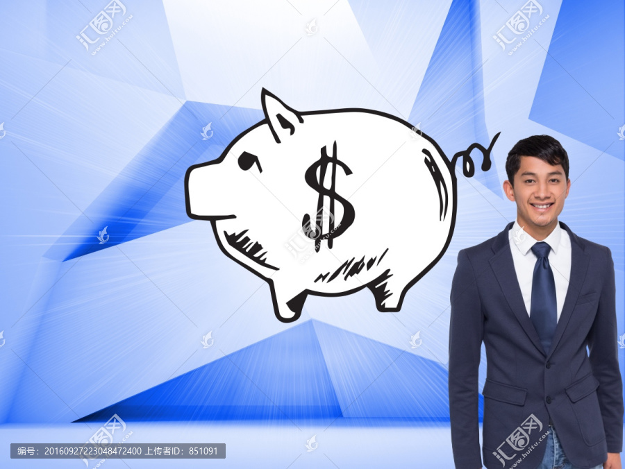 商人對(duì)著鏡頭微笑的復(fù)合形象