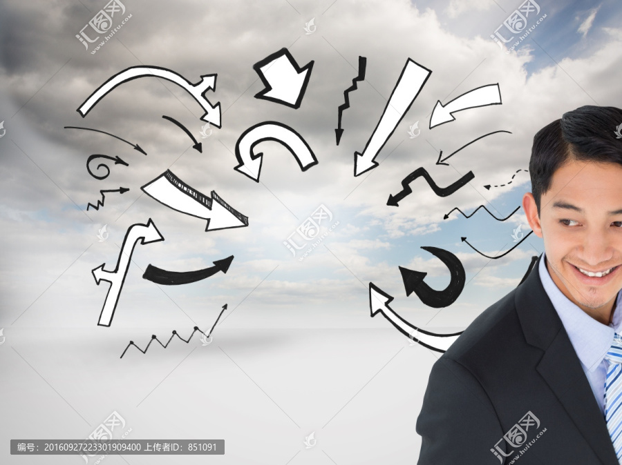 微笑亞洲商人的復(fù)合形象