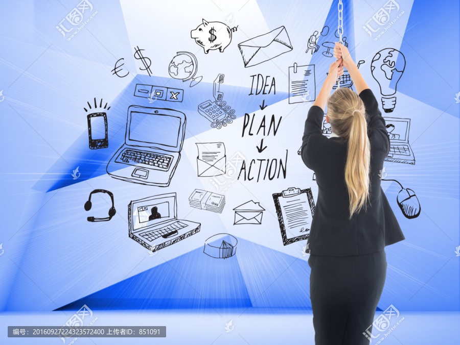 金發(fā)女商人拉鏈復合圖像