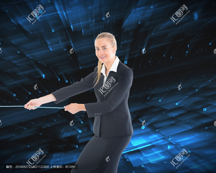 金發(fā)女商人拉繩復(fù)合圖像
