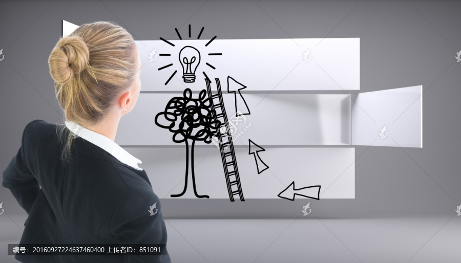 金發(fā)女商人站著的復合圖像