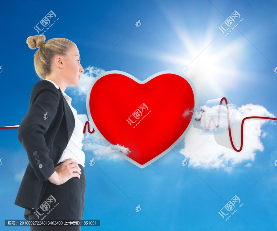 女商人雙手放在臀部復(fù)合圖像