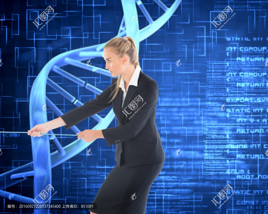 金發(fā)女商人拉繩復(fù)合圖像