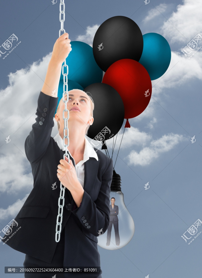 金發(fā)女商人拉鏈的復(fù)合圖像