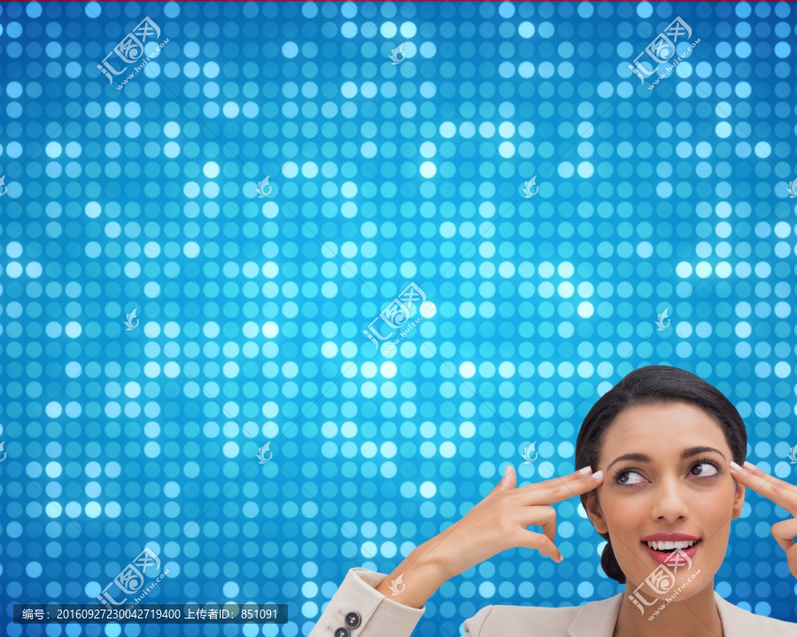女商人指著眼睛的復合形象