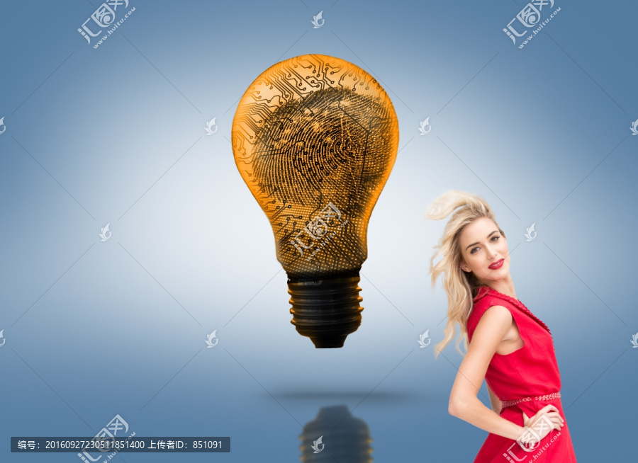 金發(fā)美女穿著紅裙子的復(fù)合形象