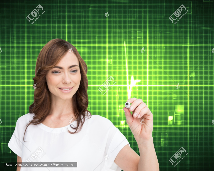 女商人拿著記號筆的復(fù)合形象