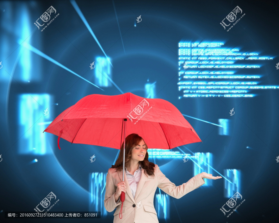 女商人撐著紅傘的復(fù)合形象