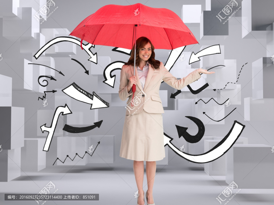 女商人打著傘的復(fù)合形象