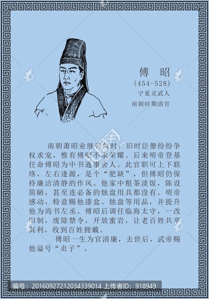 古代線描廉潔廉政人物傅昭