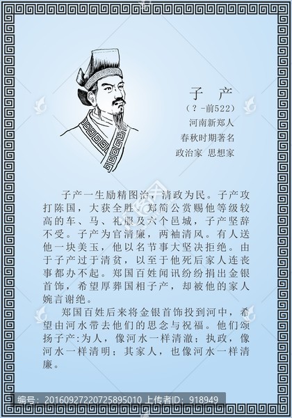 古代線描廉潔廉政人物子產(chǎn)