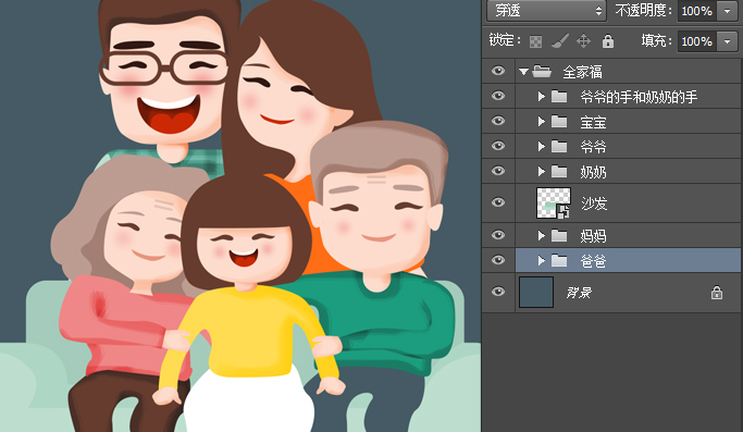 全家福卡通高清分层源文件