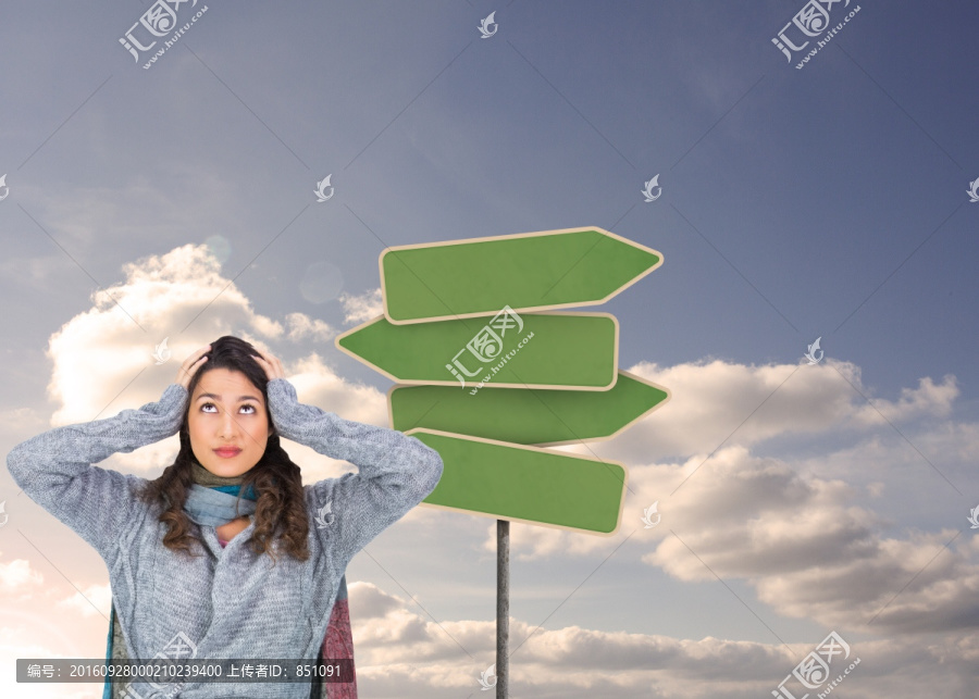 商人雙手抱著腦袋的復(fù)合形象