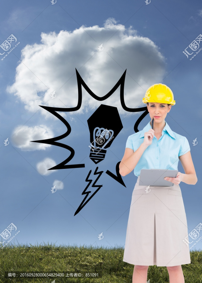建筑師戴著安全帽的復合形象