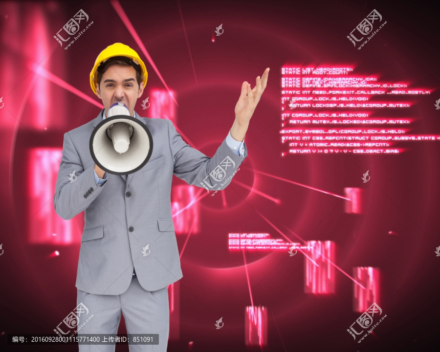 商人戴著安全帽的復(fù)合形象