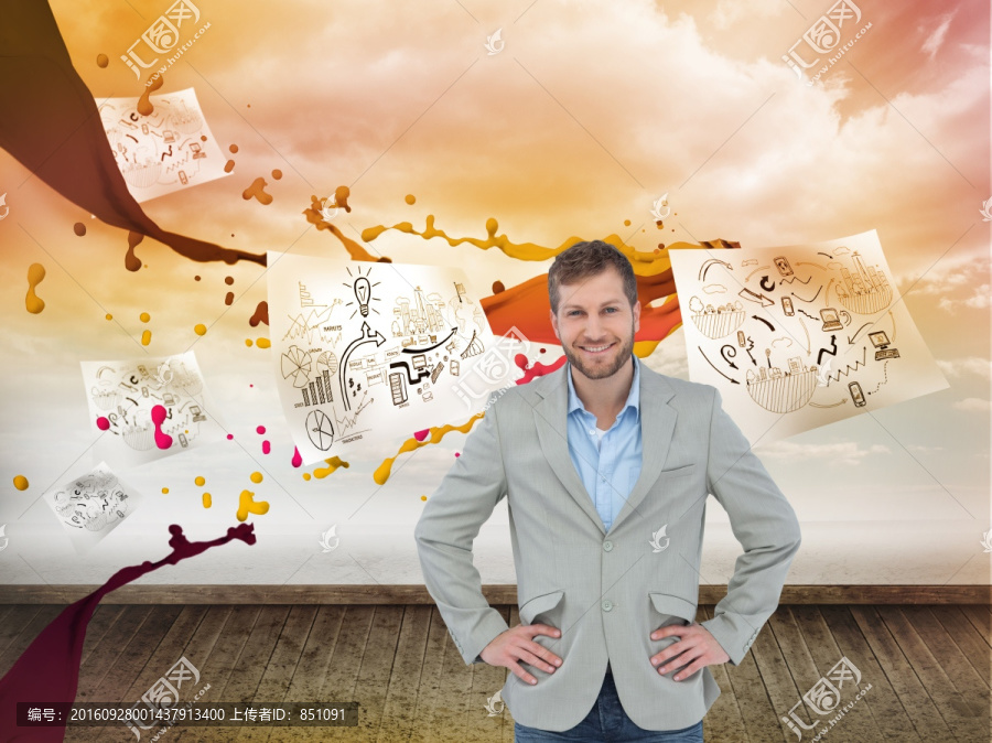 商人雙手叉腰的復(fù)合形象