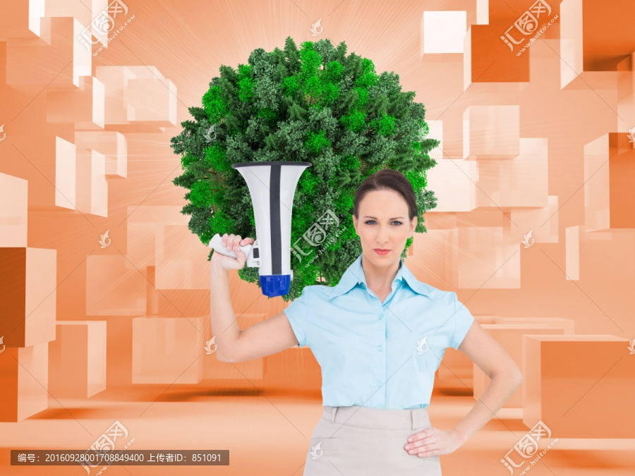 商人拿著擴音器的復(fù)合形象