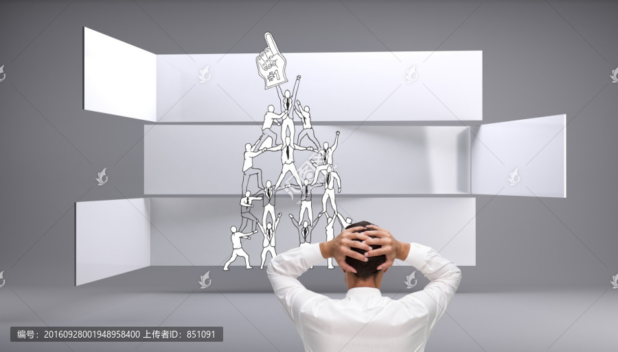 商人雙手抱頭的復(fù)合形象