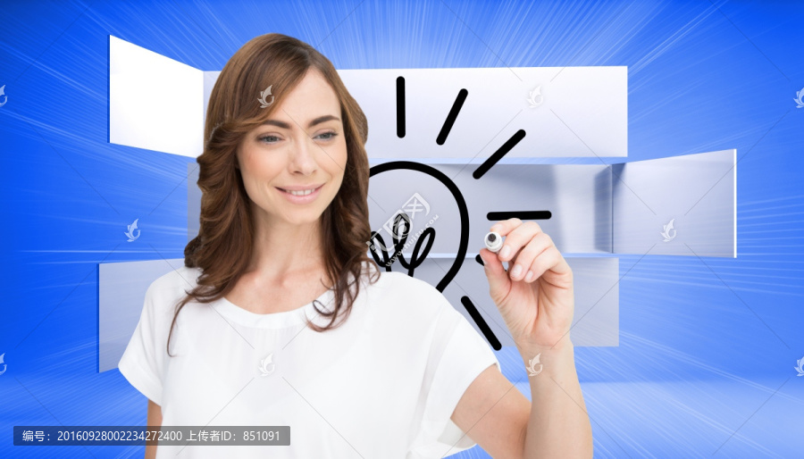 金發(fā)女商人拿著記號(hào)筆的復(fù)合形象