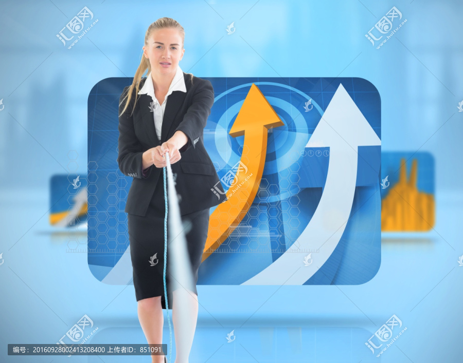 金發(fā)女商人拉繩復(fù)合圖像