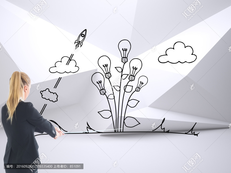 金發(fā)女商人拉繩復(fù)合圖像