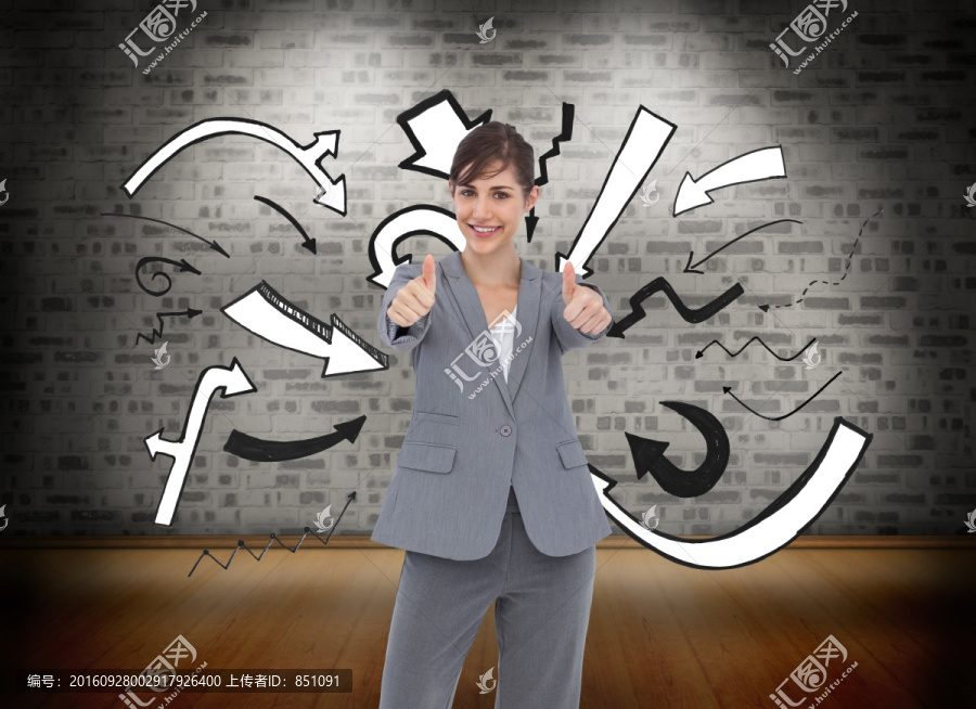 商人微笑著豎起大拇指的復(fù)合形象