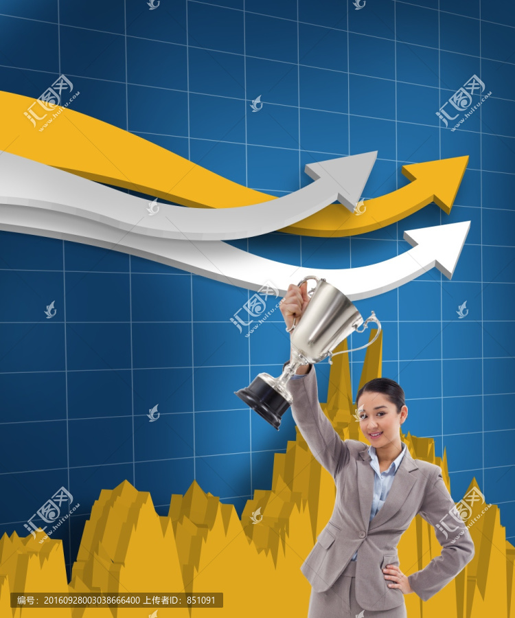 商人拿著獎(jiǎng)杯的復(fù)合形象