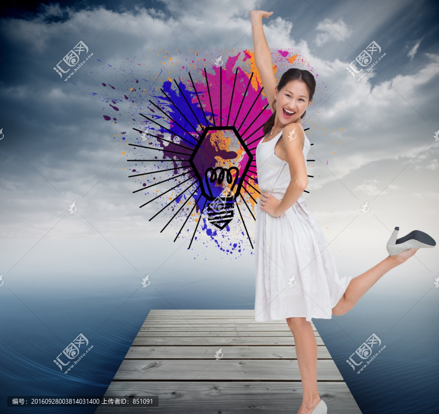 商人手叉腰大笑的復(fù)合形象