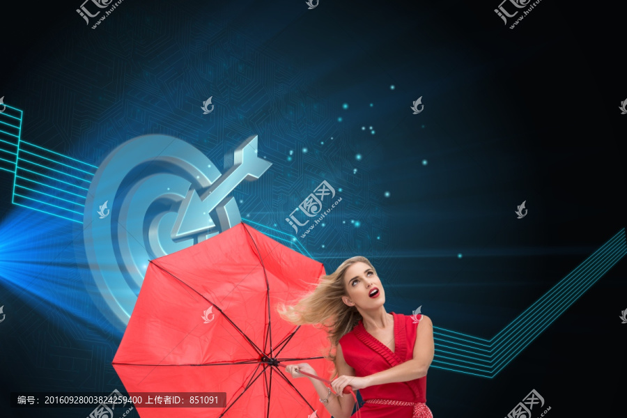 金發(fā)美女拿著傘的復(fù)合形象