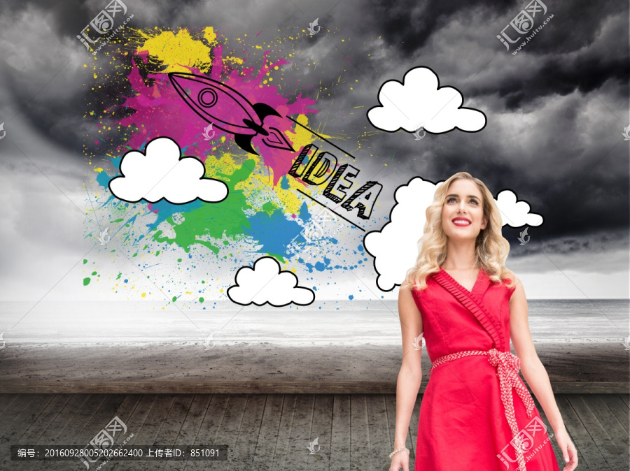 微笑迷人的美女的復(fù)合形象