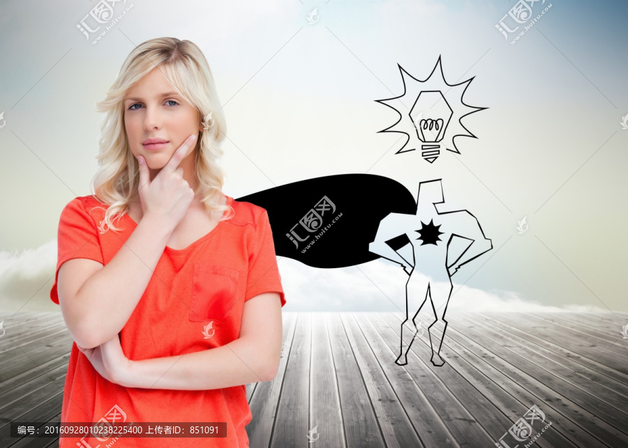 商人托著下巴思考的復合形象