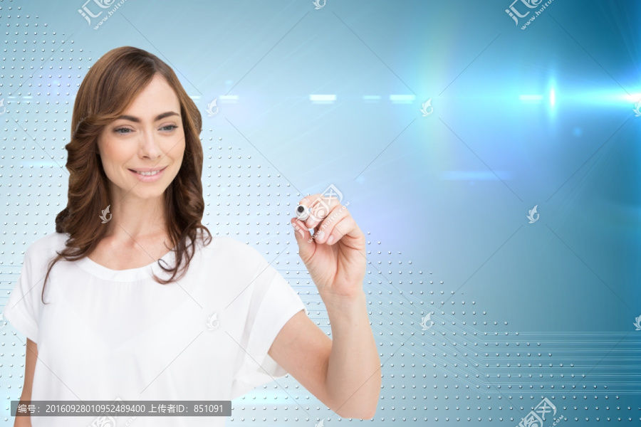 女商人拿著記號(hào)筆的復(fù)合形象