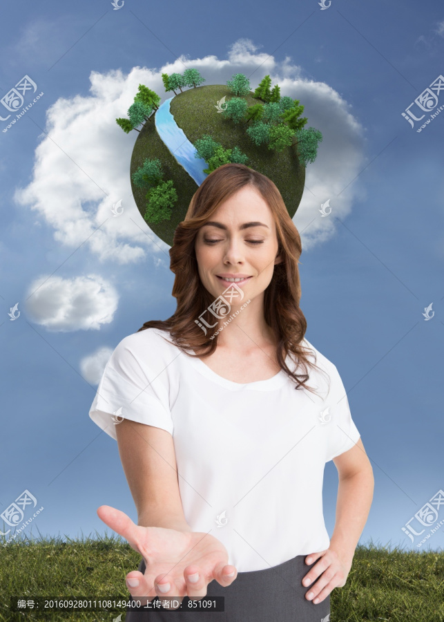 女商人伸出手掌的復合形象