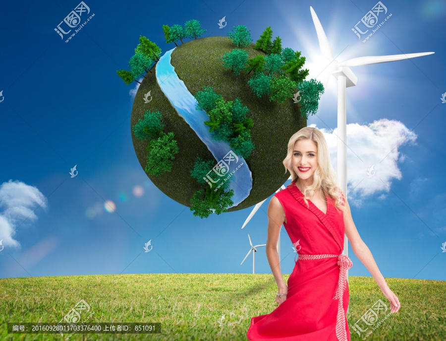 微笑迷人的美女的組合形象