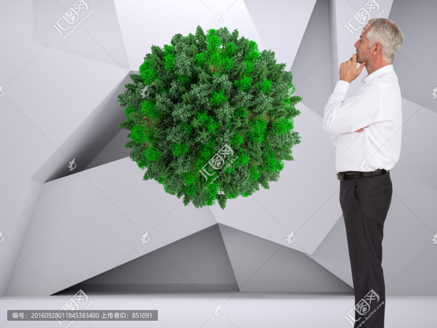 成熟商人思考著的復合形象