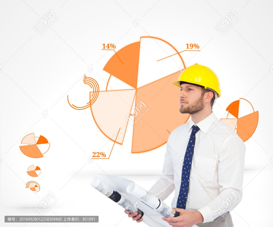 建筑師拿著設(shè)計(jì)圖的復(fù)合形象