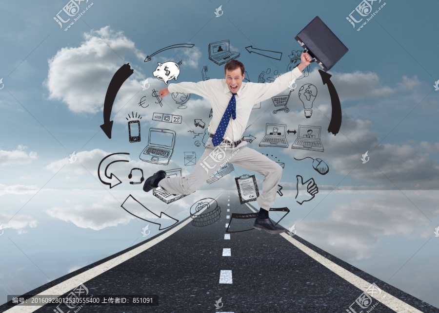 商人拎著包的復(fù)合形象