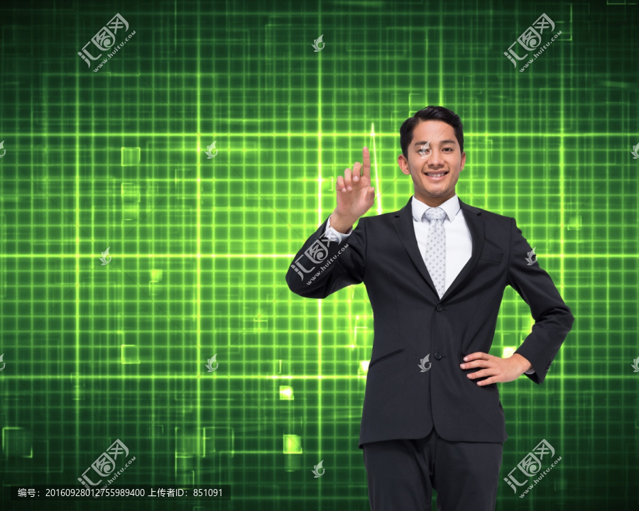 面帶微笑的亞洲商人的組合形象